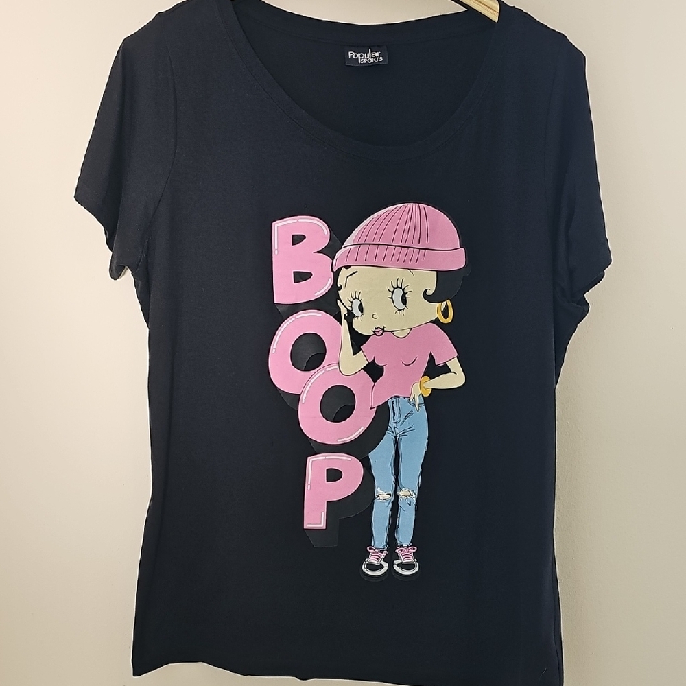 Betty²boop Womens Black Tee. Size 2X.‎ 100% Cotton By Popular Sports.
